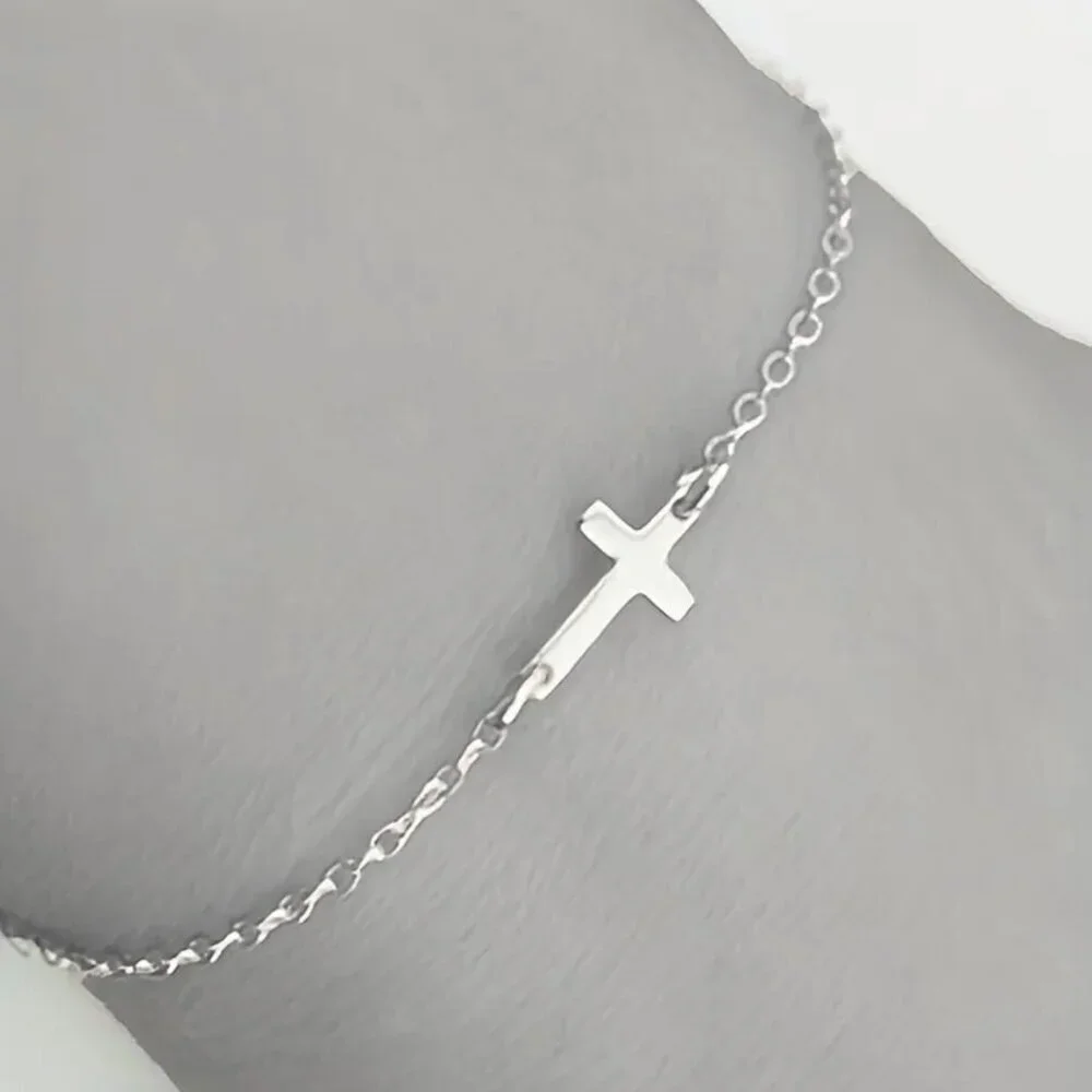 Cross Bracelet Double Sided Silver Tone Bracelet Faith Religious Gifts NWT